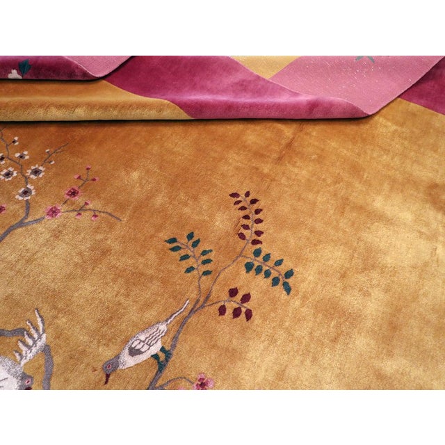Camel Early 20th Century Handmade Chinese Art Deco Room Size Carpet For Sale - Image 8 of 8
