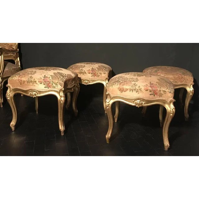 Giltwood Stools, Italy, 19th-Century, Set of 4 For Sale - Image 5 of 9