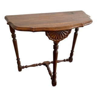 Antique Demi Lune Table With Shell Motif For Sale