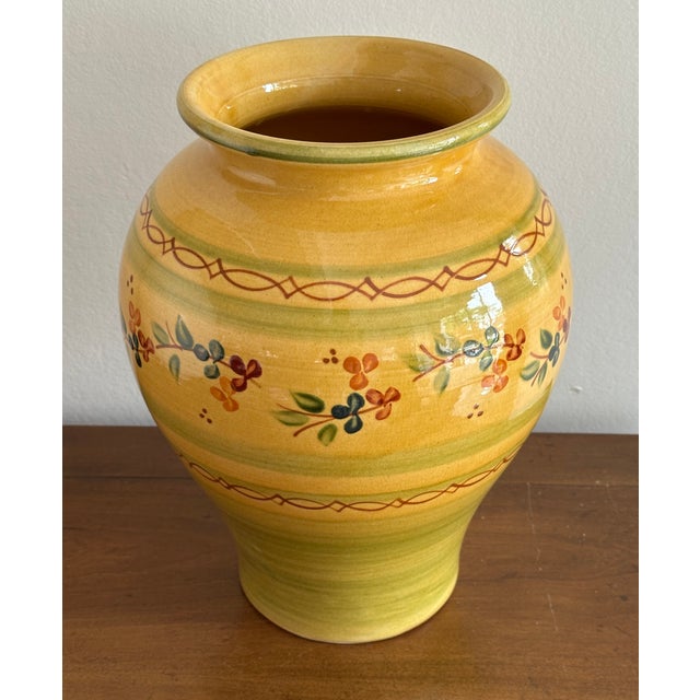 Shabby Chic Provence France Pottery Yellow Vase/Jar/Pot Terre Souleo For Sale - Image 3 of 6