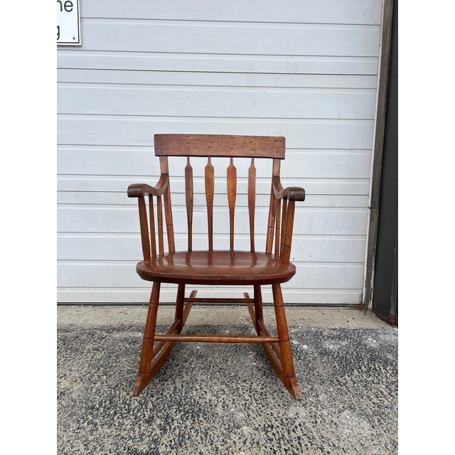 American Antique Petite Rocking Chair With Beautuful Patina For Sale - Image 3 of 13