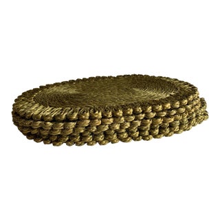 Vintage Green Woven Rope Placemats, Set of Six For Sale