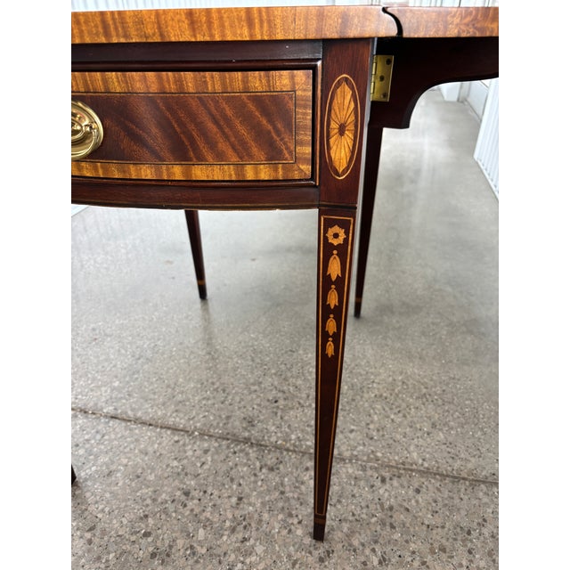 Wood 1980s Mahogany Hepplewhite Style Pembroke Table For Sale - Image 7 of 9