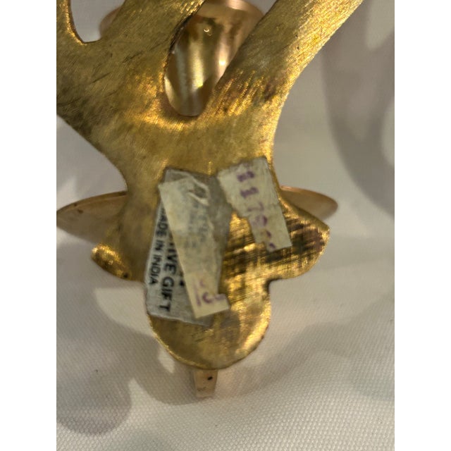 Late 20th Century Solid Brass Cutout Design Wall Candle Sconces - A Pair For Sale - Image 9 of 9