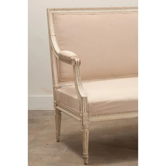 This elegant Louis XVI style Swedish banquette is almost 8 feet long to be a commanding presence in a hallway, living and...