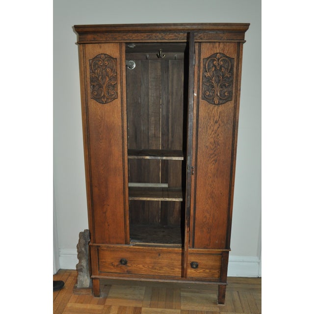 Vintage Oak Armoire With Mirror Chairish