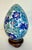 Wood Vintage Display Size Blue Floral Cloisonné Egg on Wood Stand For Sale - Image 7 of 12