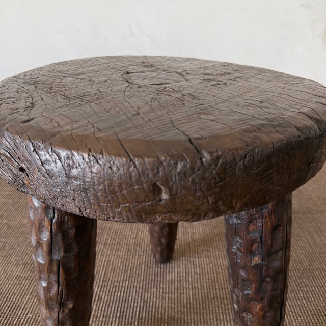 Early 21st Century Vintage Reclaimed Pine Side Table 17.5″ – Walnut For Sale - Image 5 of 9