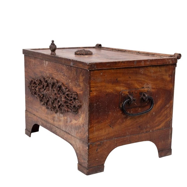 Antique Strongbox with Faux Wood Print Decor, Holland, 1880s For Sale - Image 10 of 10
