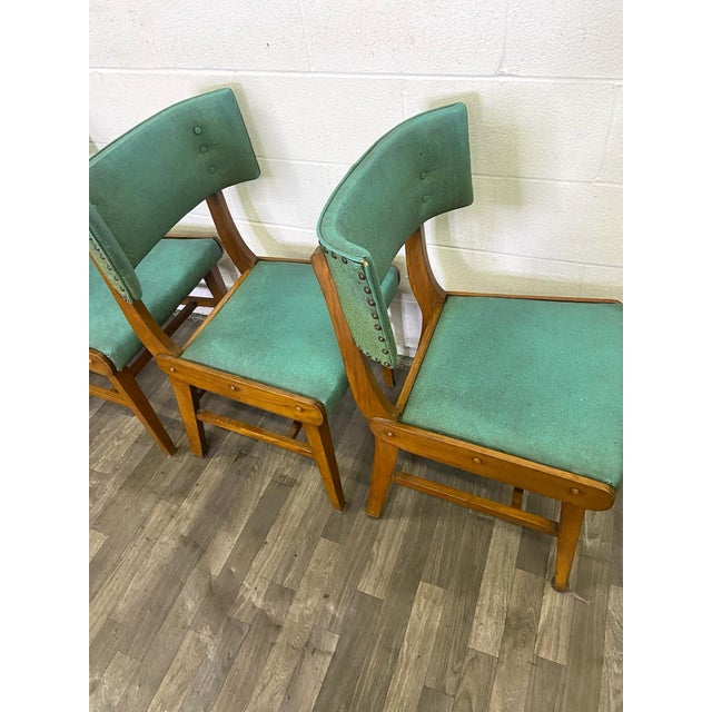 Vintage Mid Century Modern MCM Green Vinyl Dining Chairs Set of 4