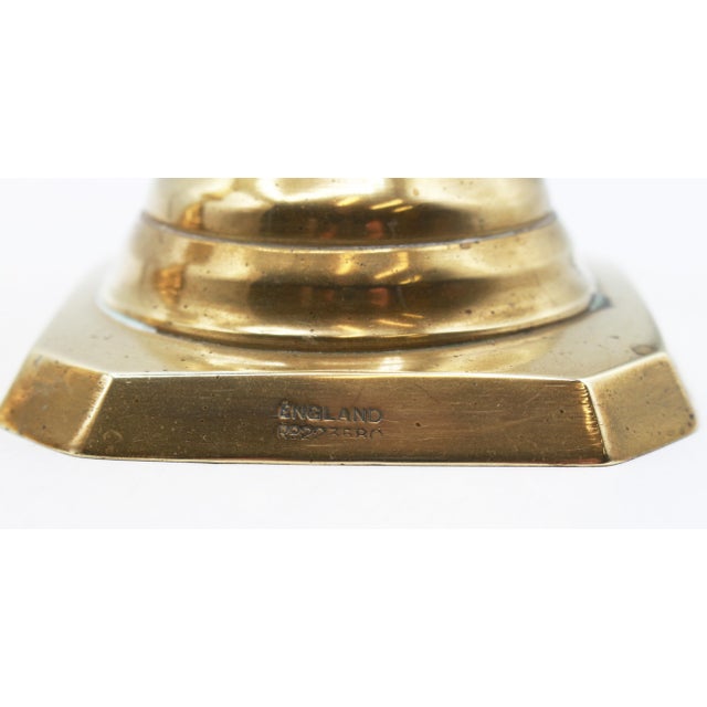 Metal 1893 Design Registry Mark Pair of English Brass Candlesticks For Sale - Image 7 of 8