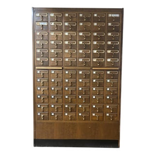 Vintage 72-Drawer Wooden Library Card Catalog Cabinet For Sale