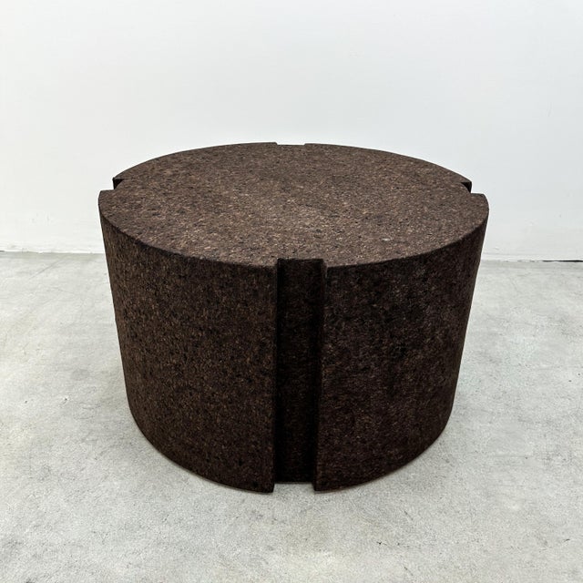 Vintage Round Chocolate Brown Cork Coffee or Side Table – 1970s Postmodern For Sale In Palm Springs - Image 6 of 10