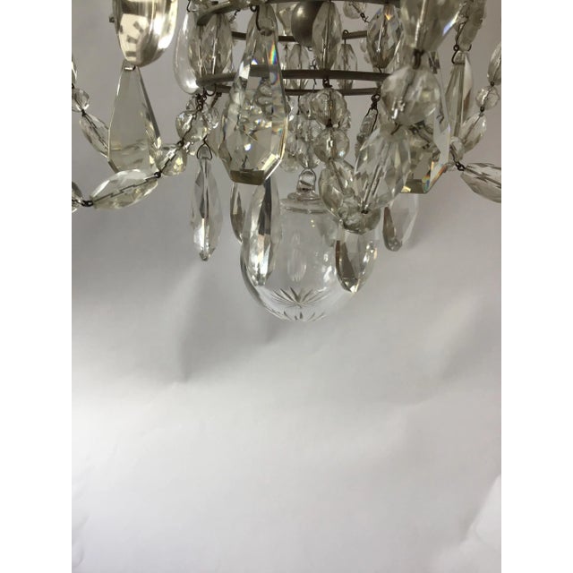 1940s French 6-Arm Crystal Chandelier For Sale - Image 4 of 13