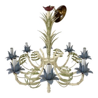 1920s Floral Tole Metal Chandelier For Sale