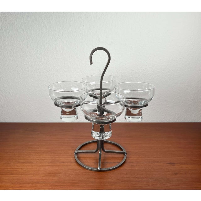 Metal Vintage Danish Candleholder in Wrought Iron and Glass, 1970s For Sale - Image 7 of 12