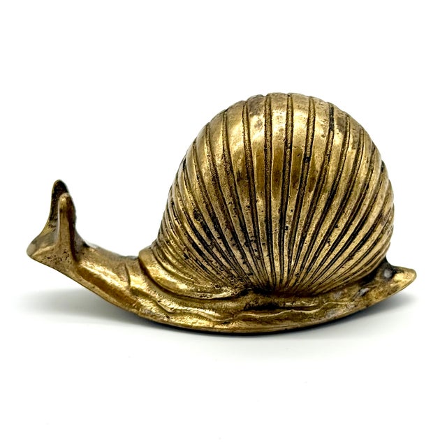 Mid 20th Century Vintage Brass Snail Figurine For Sale - Image 5 of 9