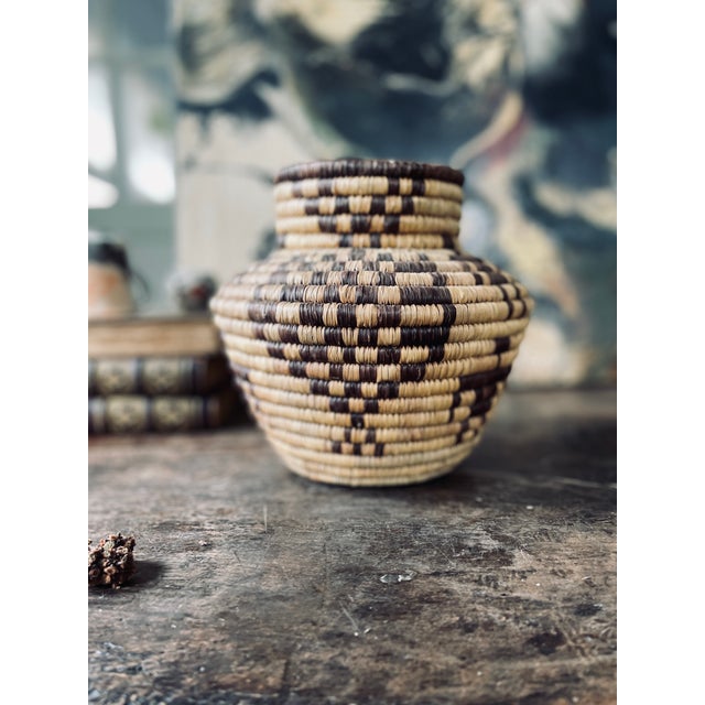 1980s 1980s Tribal Figural Coiled Basket Olla For Sale - Image 5 of 10