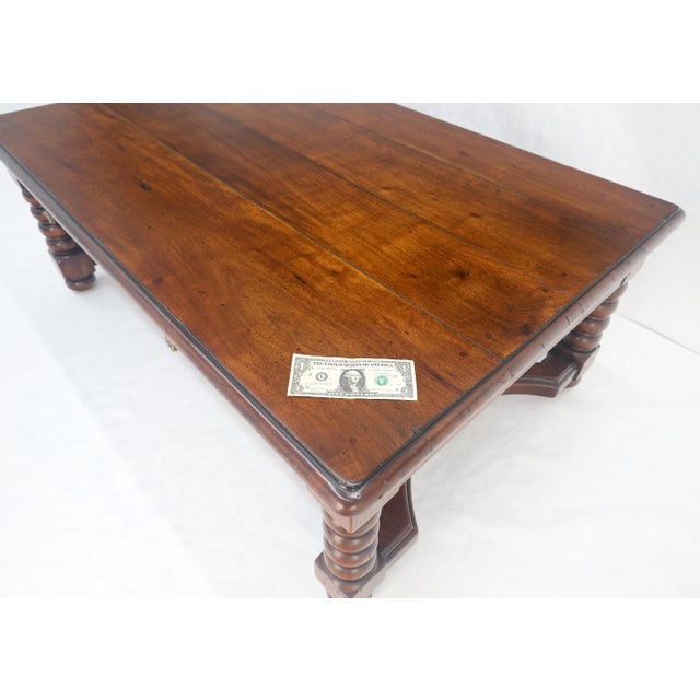 Heavy Large 30x54 Spanish Colonial Solid Mahogany Italian Coffee Table w/ Drawer For Sale - Image 11 of 14