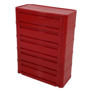 Red Model 4964 Chest of Drawers by Olaf Von Bohr for Kartell, 1970s For Sale