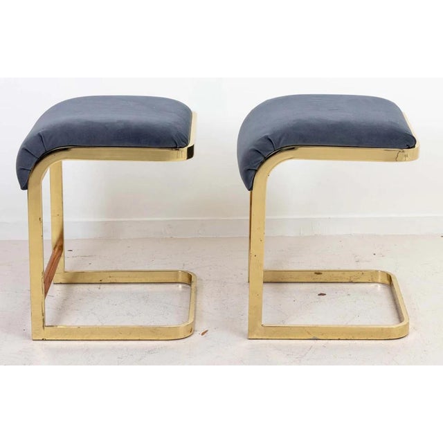Brass Pair of Vintage Milo Baughman for Design Institute of America Stools For Sale - Image 8 of 11