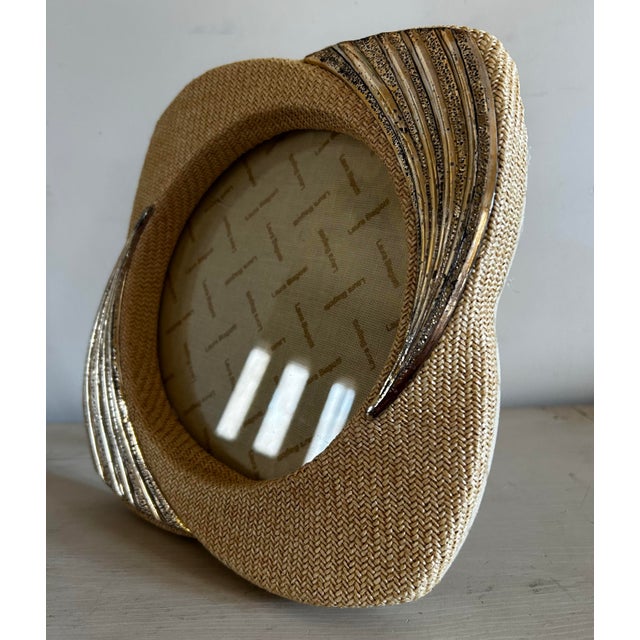 Vintage Laura Biagiotti Round Sculptural Picture Frame ~ Silver and Wicker For Sale In Philadelphia - Image 6 of 9