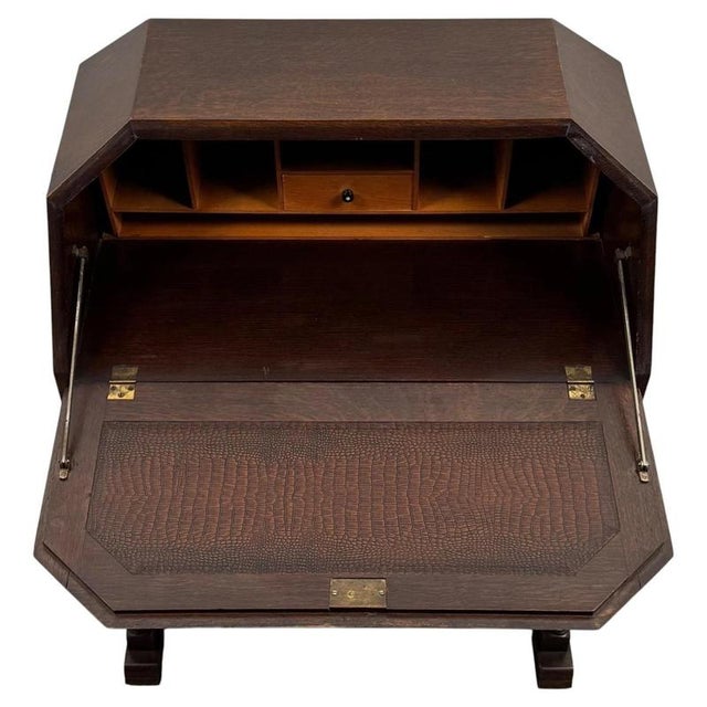 Antique Early 20th Century English Oak Bureau For Sale - Image 6 of 14