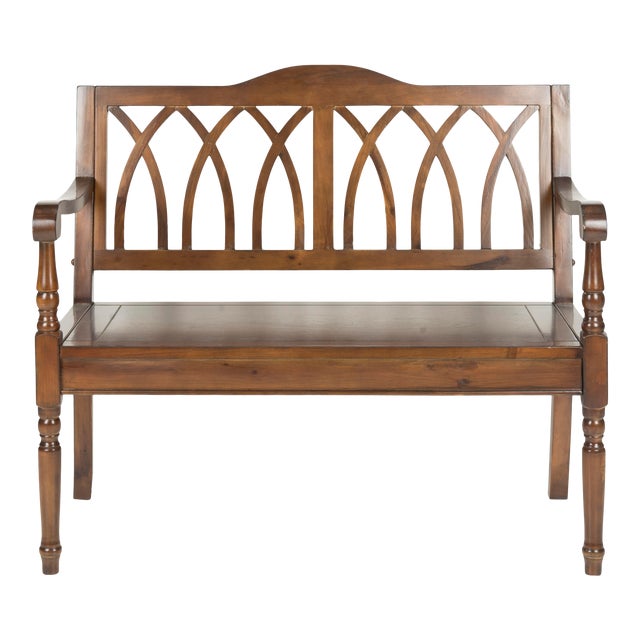 Trellis Bench in Dark Teak For Sale