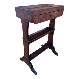 Antique Spanish Rustic Worktable with Tray Top and Drawer, 1910s For Sale