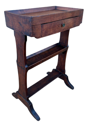 Antique Spanish Rustic Worktable with Tray Top and Drawer, 1910s