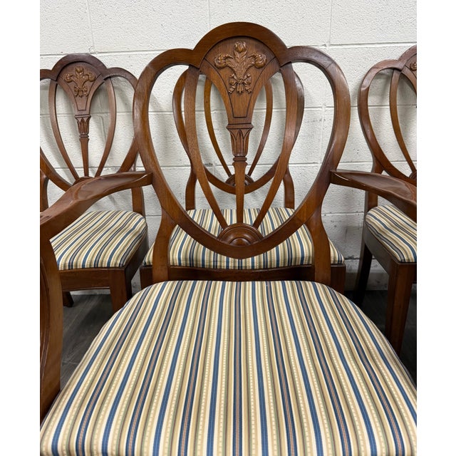 White Vintage Hepplewhite or Georgian Style Shield Back Dining Chairs - Set of 6 For Sale - Image 8 of 13