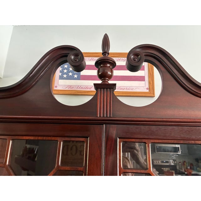 Mahogany Secretary, Serpentine Front, Maddox Reproductions Jamestown Ny 1950s For Sale - Image 10 of 12
