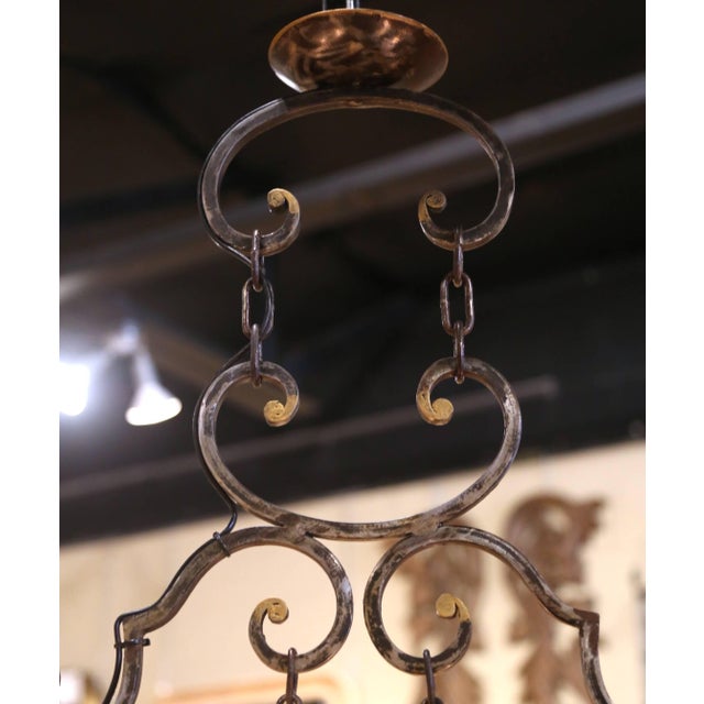 Late 20th Century French Hand-Forged Polished Iron Six-Light Rooster Chandelier For Sale In Dallas - Image 6 of 8