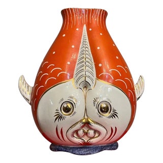 Fish-Shaped Ceramic Vase, 1950s For Sale