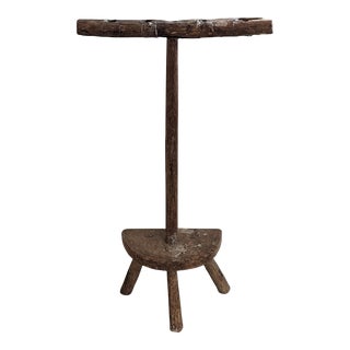 Early 20th Century Primitive Wood Floor Candelabra For Sale
