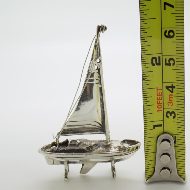 Silver Vintage Italian Handmade Genuine Silver Sailing Ship Figurine, 1980s For Sale - Image 8 of 9
