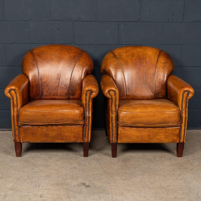 Vintage Dutch Leather Club Chairs, 1980, Set of 2 For Sale - Image 3 of 18
