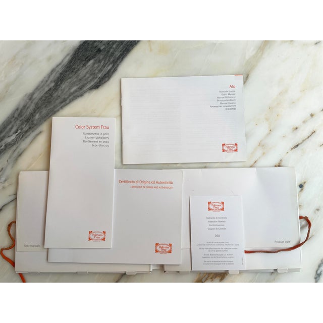 Orange Genuine Poltrona Frau Alo Leather Bar Stool, Counter Height, Orange Leather, Contemporary For Sale - Image 8 of 8