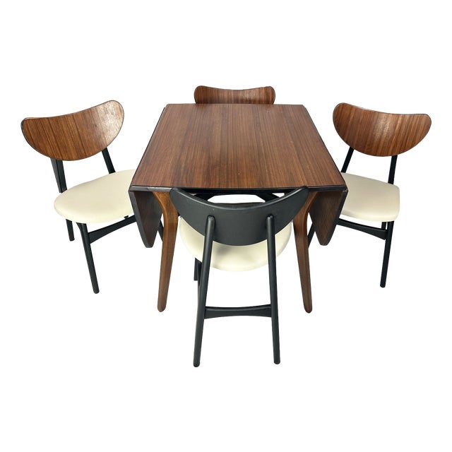 Mid-Century Modern Tola and Black Dining Table with Butterfly Chairs, 1960s, Set of 5 For Sale