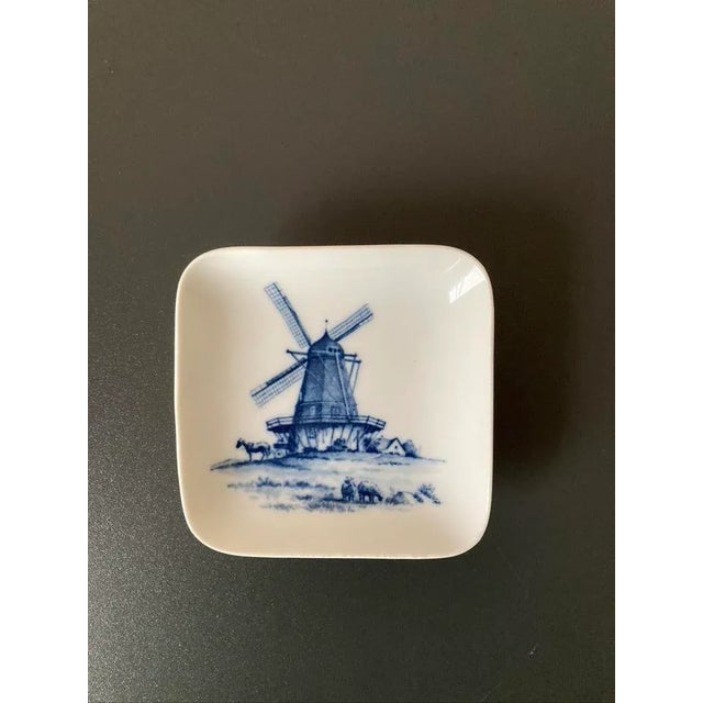 Antique Danish Blue and White Porcelain Jewelry Dish With Windmill by Royal Copenhagen For Sale - Image 12 of 12