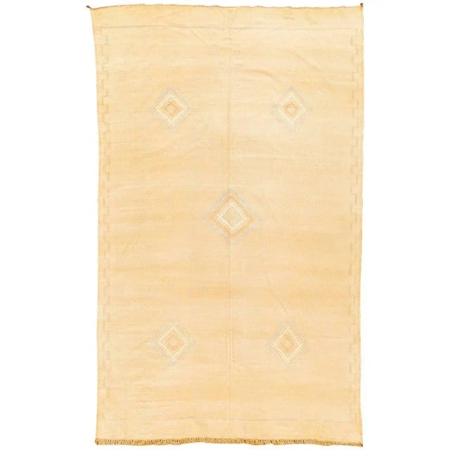 Moroccan Kilim with Silk Highlights, Soft Light Gold Color, Soft Texture 5'7"x8' For Sale - Image 4 of 4