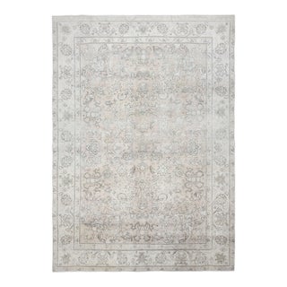 1970s Vintage Persian Handmade Wool Cotton Beige Area Rug For Sale