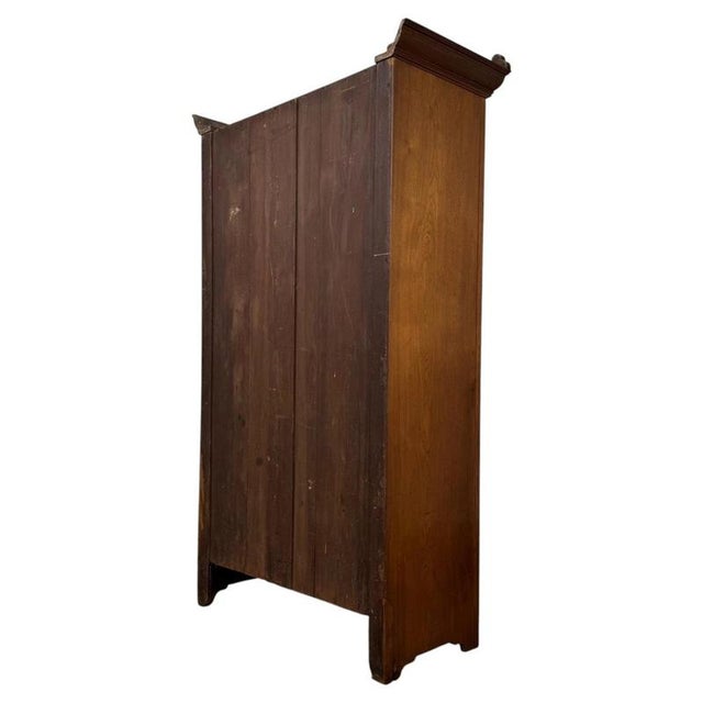 Wood Early 20th Century Antique Edwardian Walnut Wardrobe For Sale - Image 7 of 12