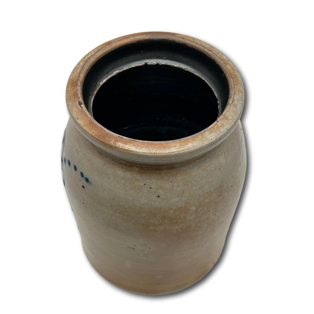 Hard to Find Small 1 Gallon Size Antique American Blue Decorated Stoneware Butter Churn - Circa Mid 1800s For Sale - Image 13 of 18