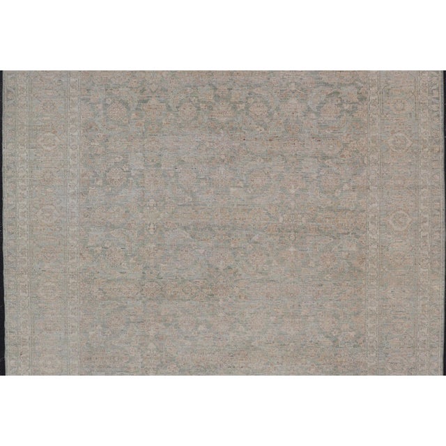 Early 21st Century Modern Tabriz Design Rug by Keivan Woven Arts in Soft Green Tones 8'10 X 11'10 For Sale - Image 5 of 12