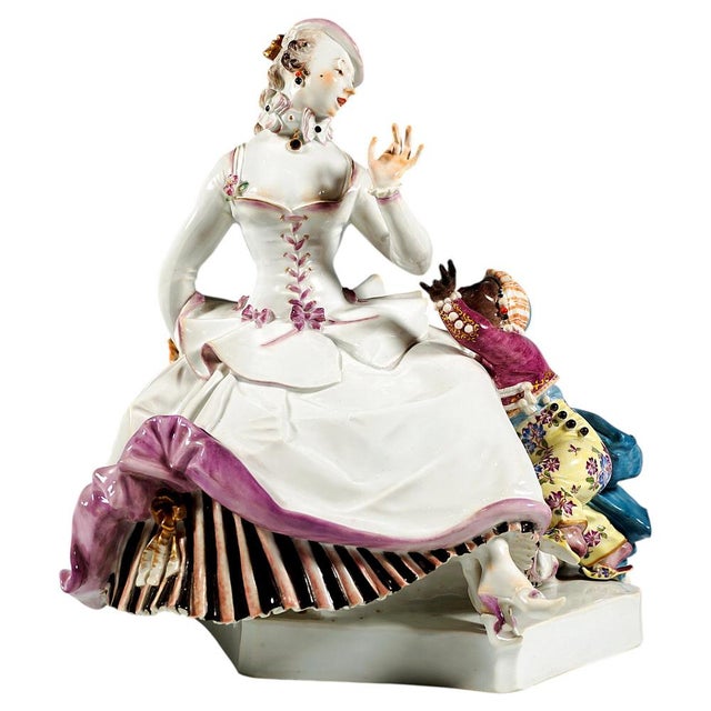 Large Crinoline Lady Playing with Child Figurine by Paul Scheurich for Meissen, 1956 For Sale - Image 12 of 12