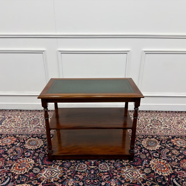 English Side Table with Green Leather Top For Sale - Image 5 of 10