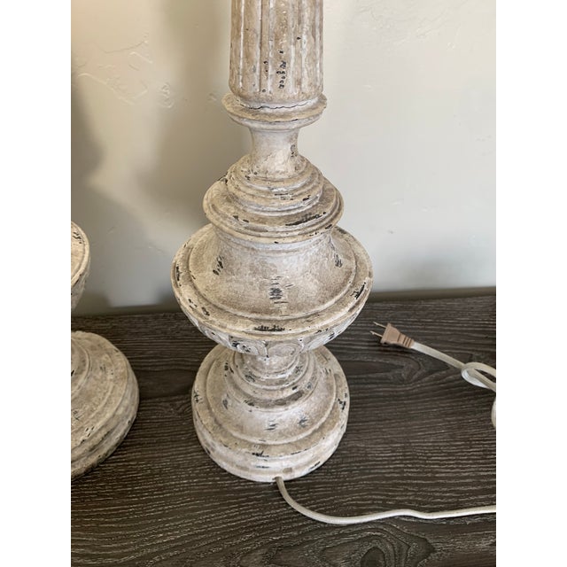 Aidan Gray Signature Chipped Off Finish Neoclassical Table Lamps a