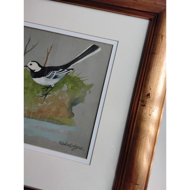 Mid-Century Modern Ralston Gudgeon, A Pair of Wagtails, 1960s, Watercolor, Framed For Sale - Image 3 of 5