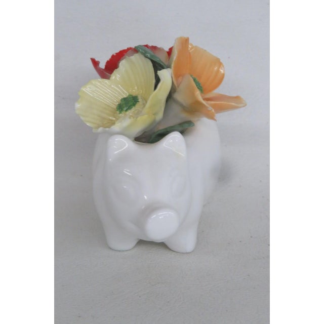 Crown Staffordshire England Fine Bone China Floral Pig Decorative Figurine 5158b For Sale In Miami - Image 6 of 18
